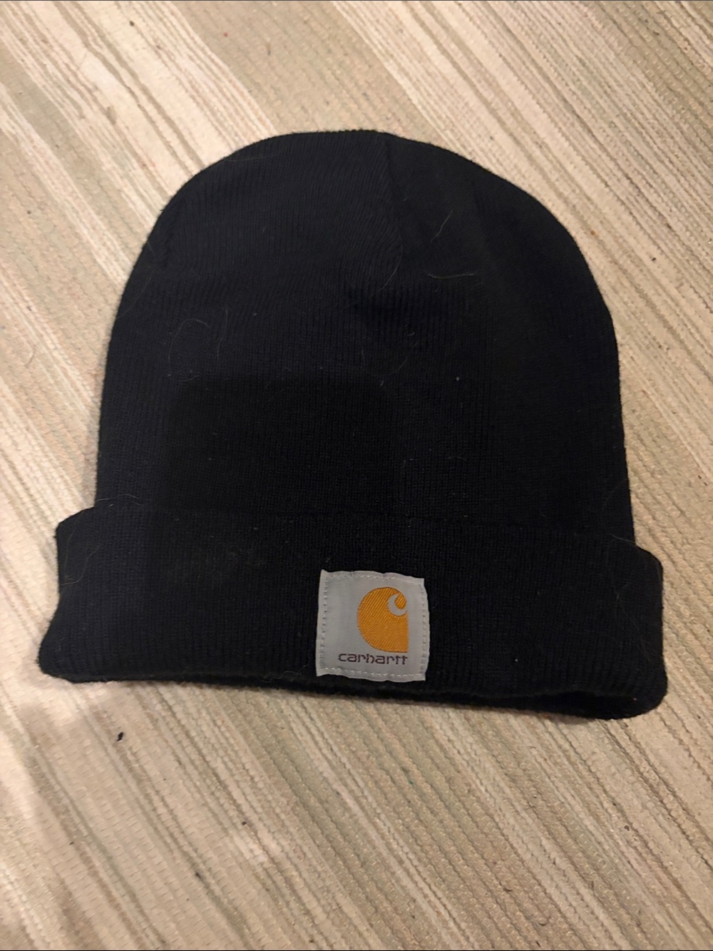 Carhartt Black Beanie with Gold Logo Patch